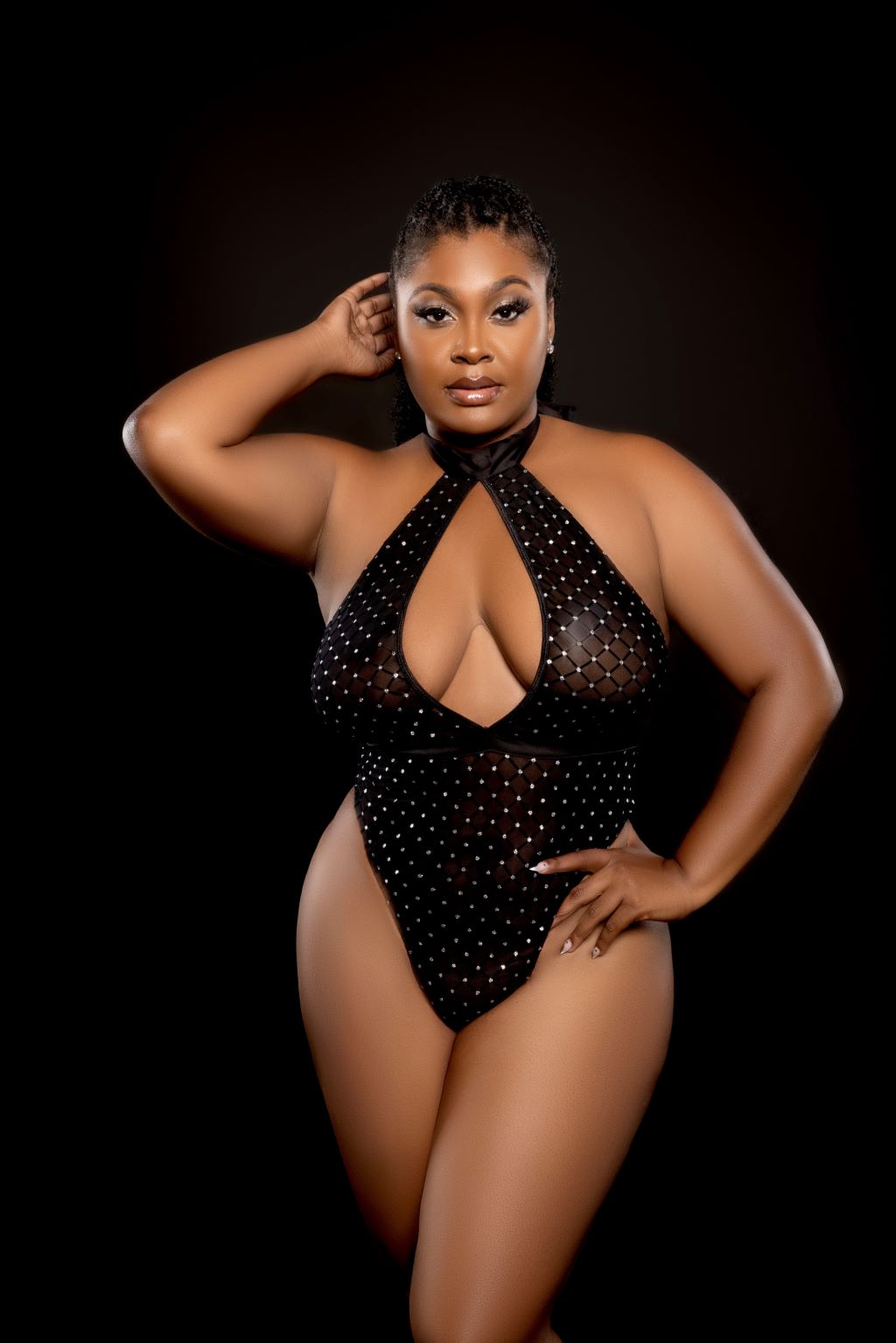 Diamond Mesh Open Front Bodysuit
